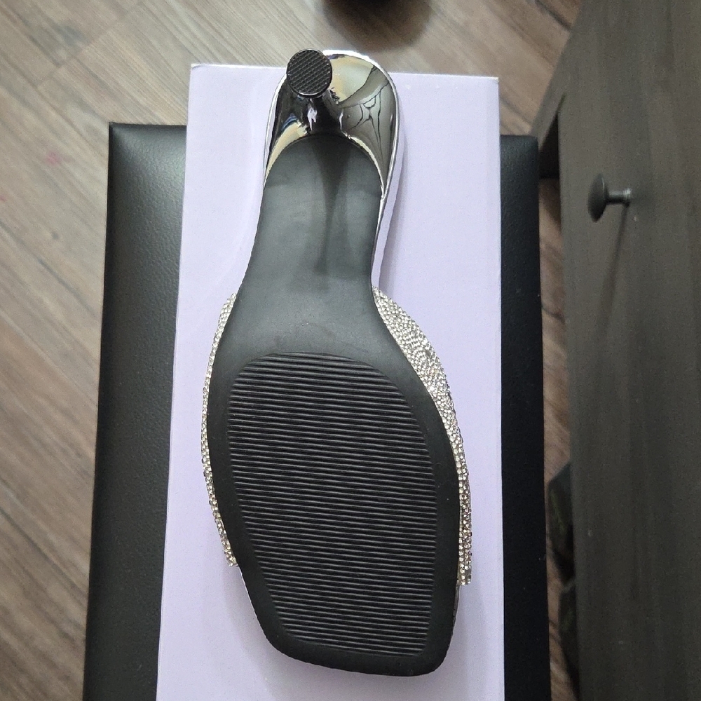 Steve Madden Silver Rhinestone Heels - Picture 5 of 11